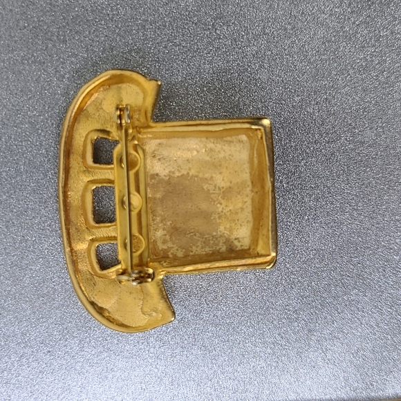 Telephone Pin Matte Gold Tone Lightweight Retro Eclectic 80s Everyday EUC Preppy - Picture 3 of 4